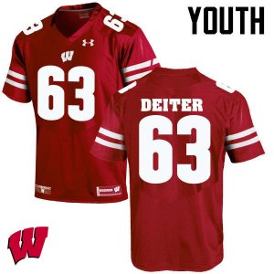 Youth Wisconsin Badgers NCAA #63 Michael Deiter Red Authentic Under Armour Stitched College Football Jersey LL31X53XT